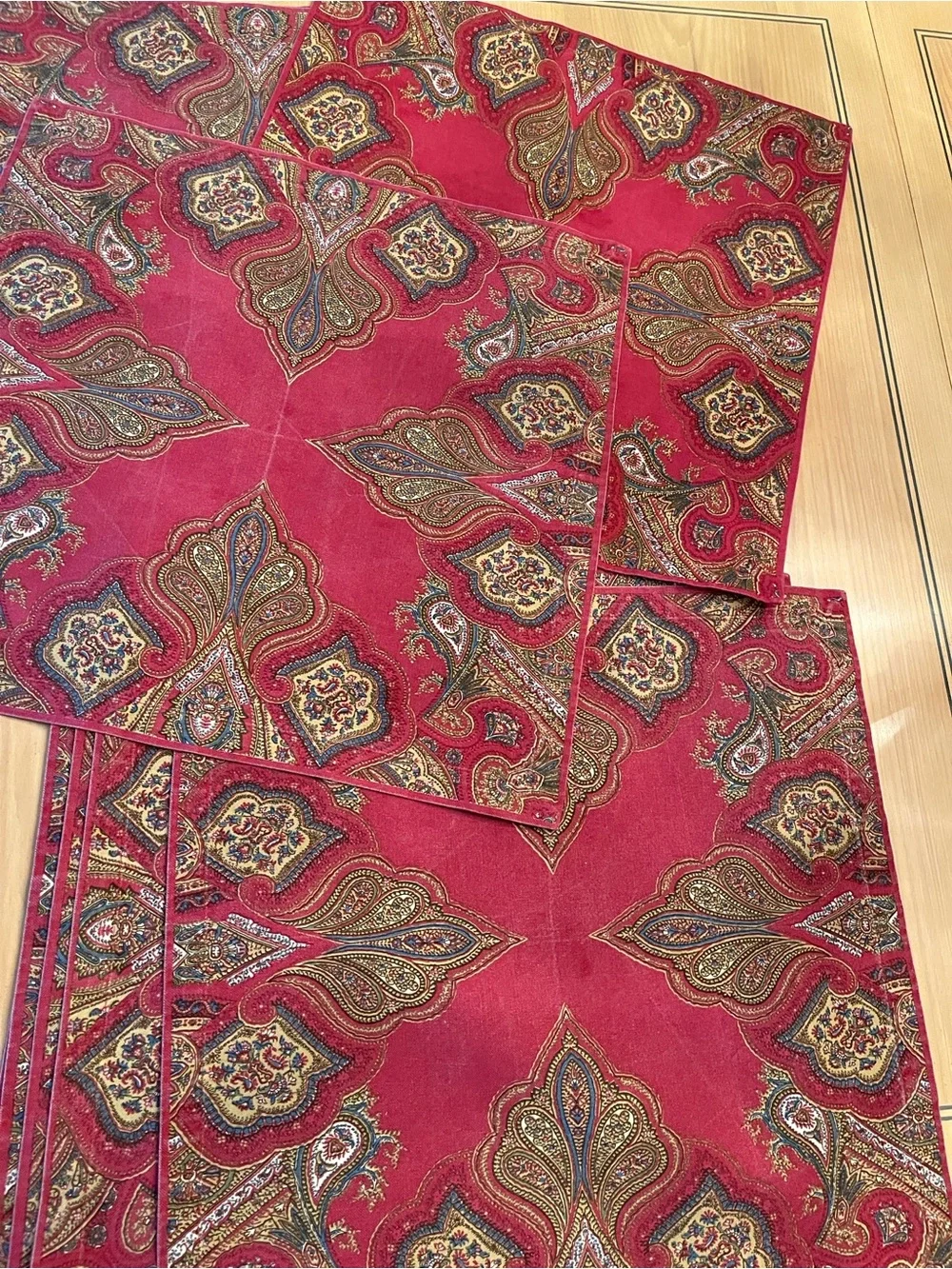 Red Paisley Pattern Cotton Napkins